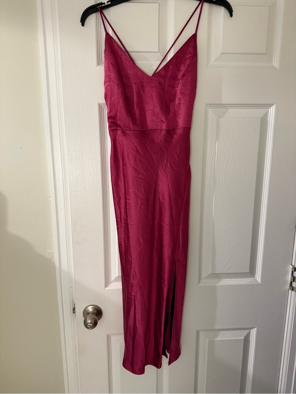 Elegant Fuchsia Slip Dress with Spaghetti Straps